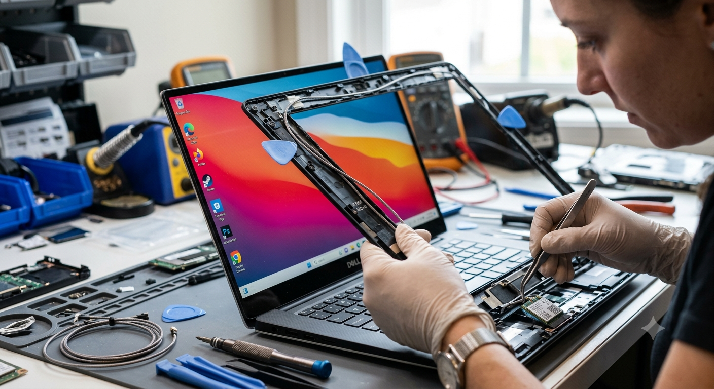 Replacing a Laptop Wi-Fi Antenna Cable Without Removing the Entire Screen