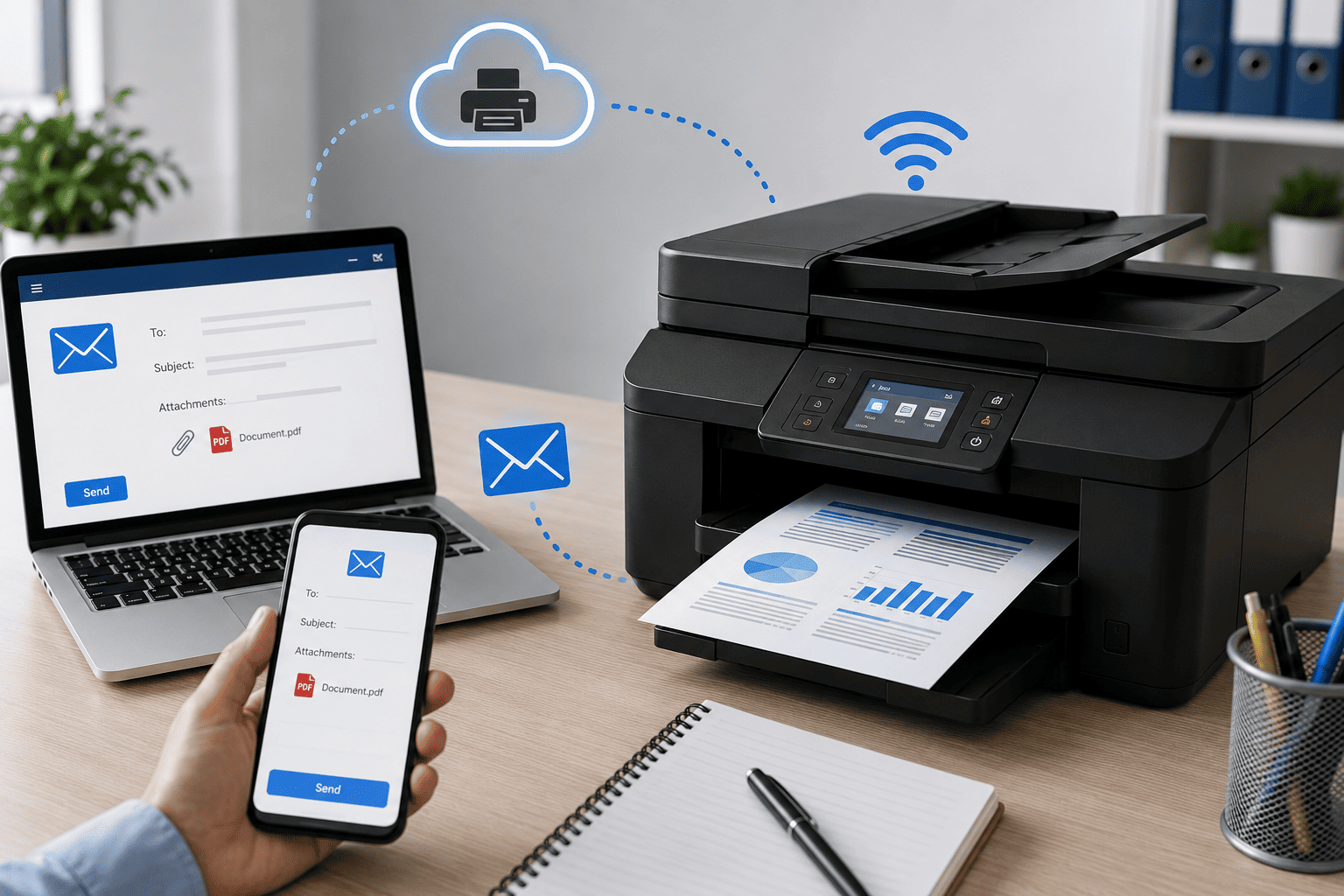 Email-to-Print Function for an Office Multifunction Printer