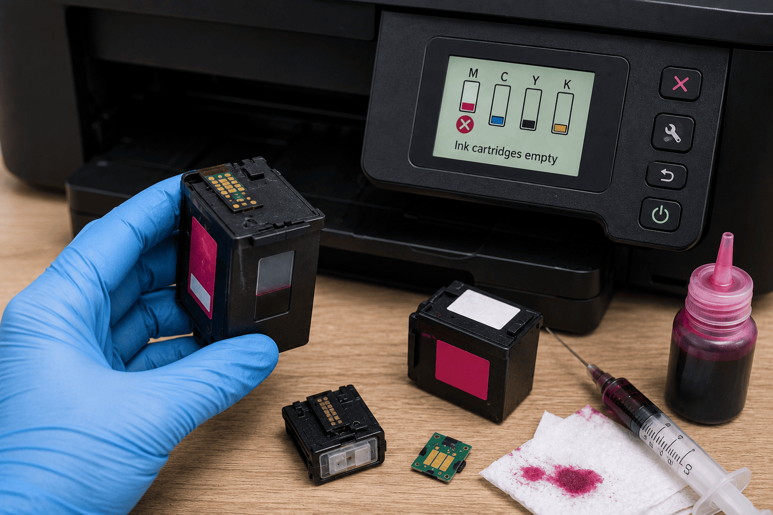 Printer Ink Level Shows Empty After Refill – Persistent Chip Memory Fix