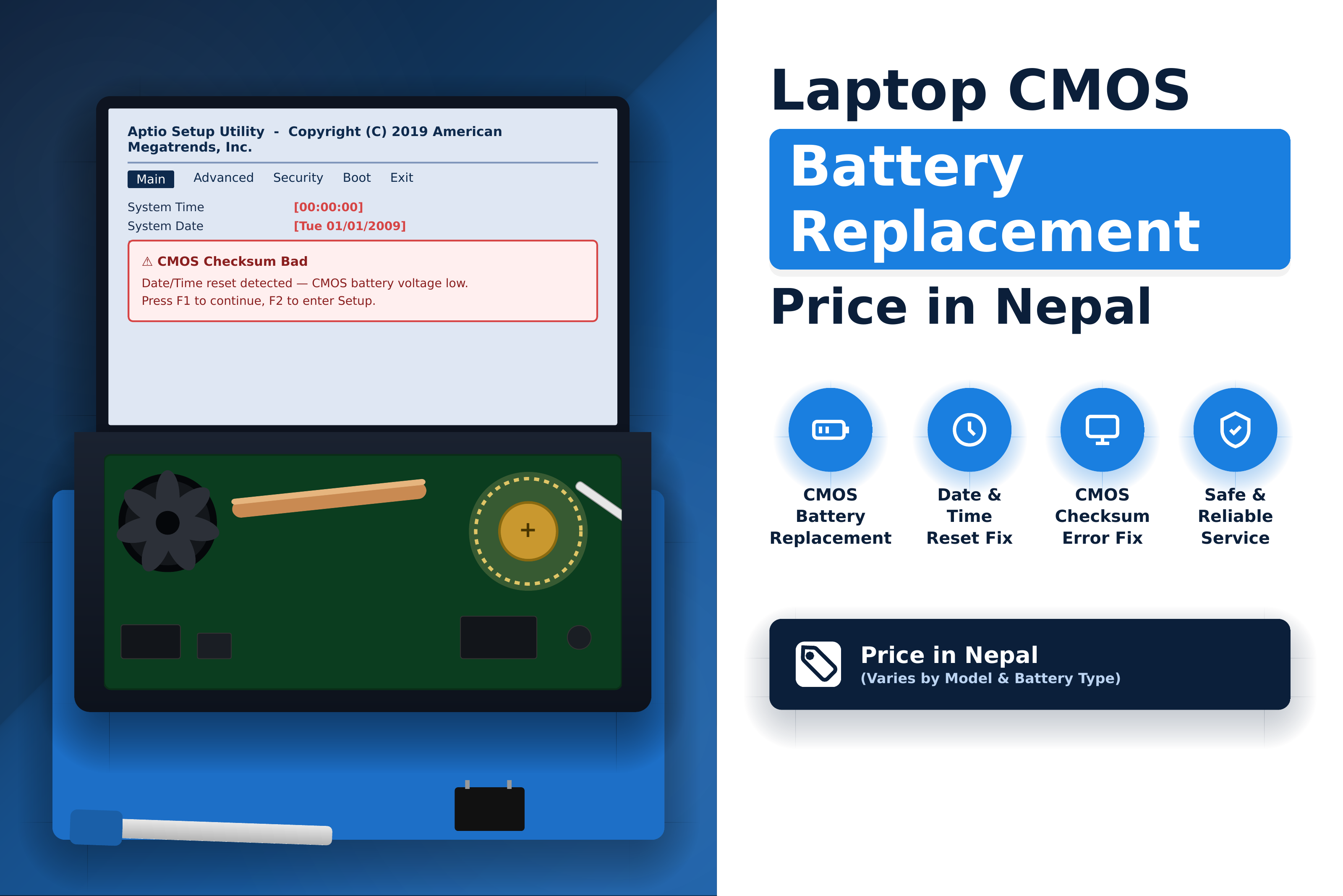 Laptop CMOS Battery Replacement Price in Nepal