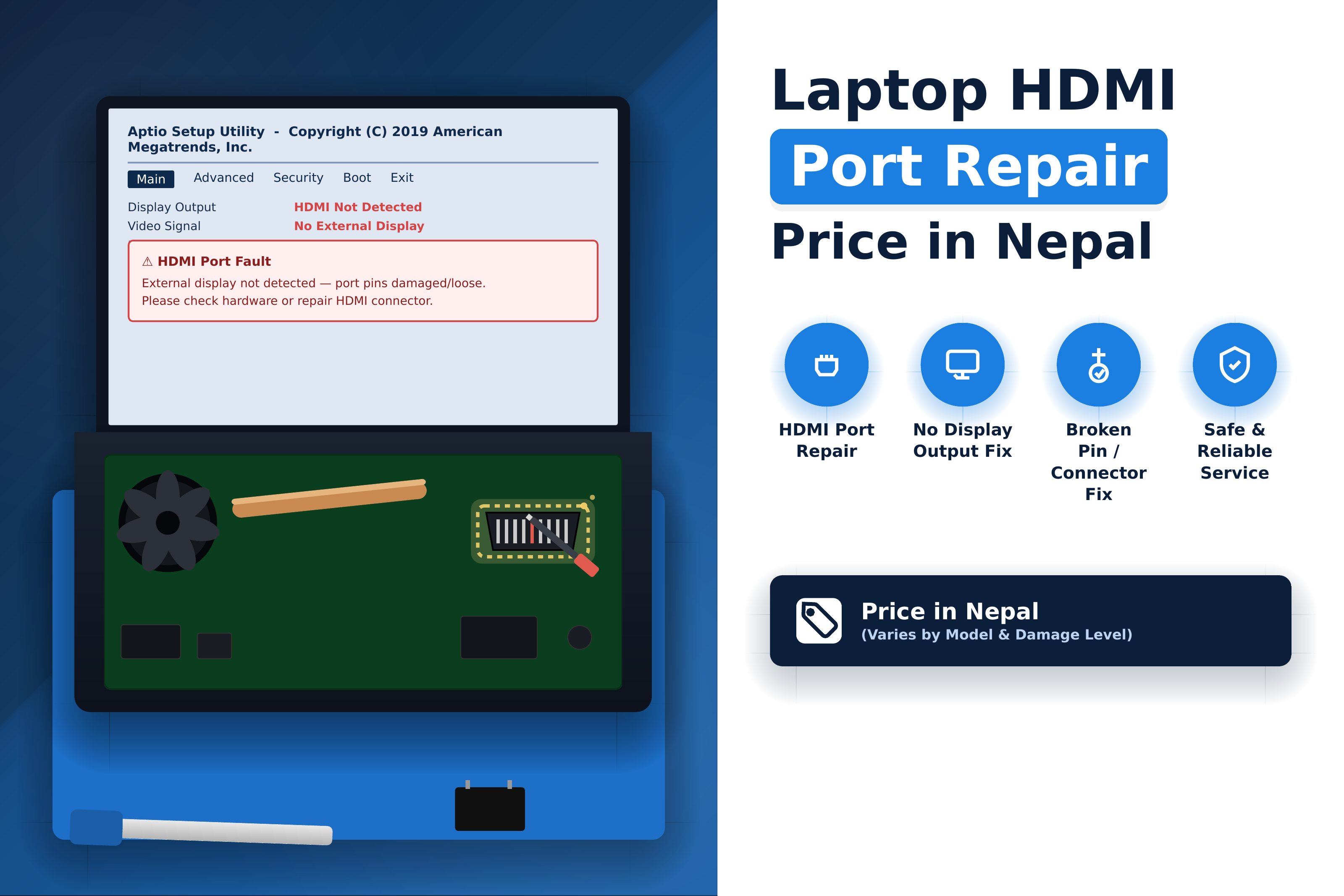Laptop HDMI Port Repair Price in Nepal – HDMI Replacement & Display Port Repair